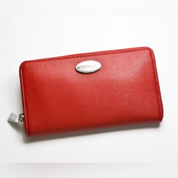 Furla Red Saffiano Leather Zip Around Wallet - Picture 1 of 16